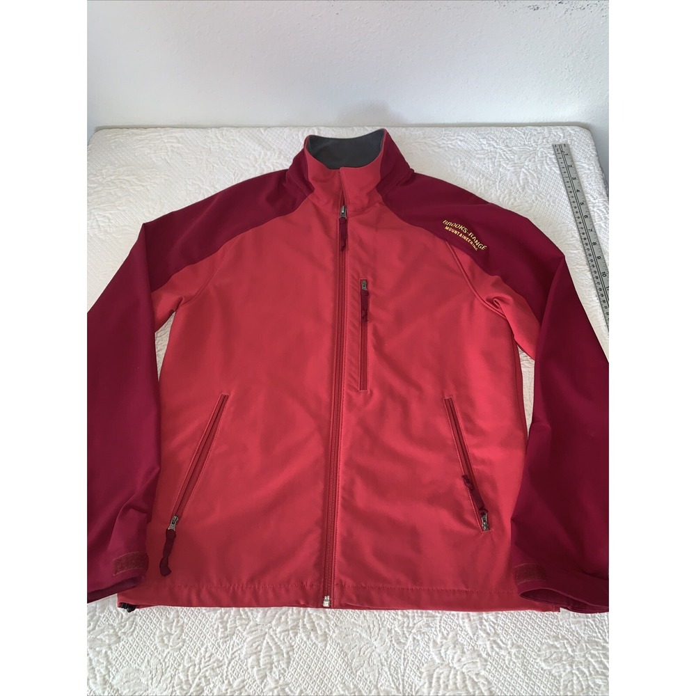 Brooks Range Red Jacket Men's Small Full Zip Mountaineering‎ Logos